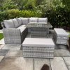 RATTAN CORNER RAISING TABLE DINING COFFEE WICKER GARDEN OUTDOOR FURNITURE GREY