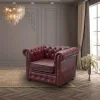 Chesterfield Ox Red Blood Red Two Seater Sofa 1 Faux Leather Set Suites Settee Twin Armchair Brown Single Sofa