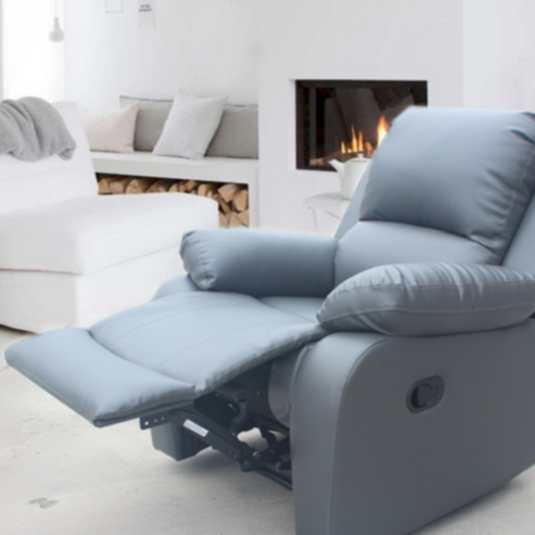 RECLINER GREY SOFA ARMCHAIR SINGLE SET SUITES SETTEE GREY FAUX LEATHER 1 ONE SINGLE SOFA SEATER ARMCHAIR