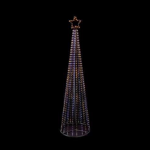 Christmas 4m LED Maypole Pyramid Tree with 1,374 White/Warm White LEDs & Star