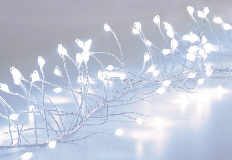 Christmas 860 Cool White Garland Cluster Micro ultra bright LED Lights with Silver pin wire String - indoor or outdoor use