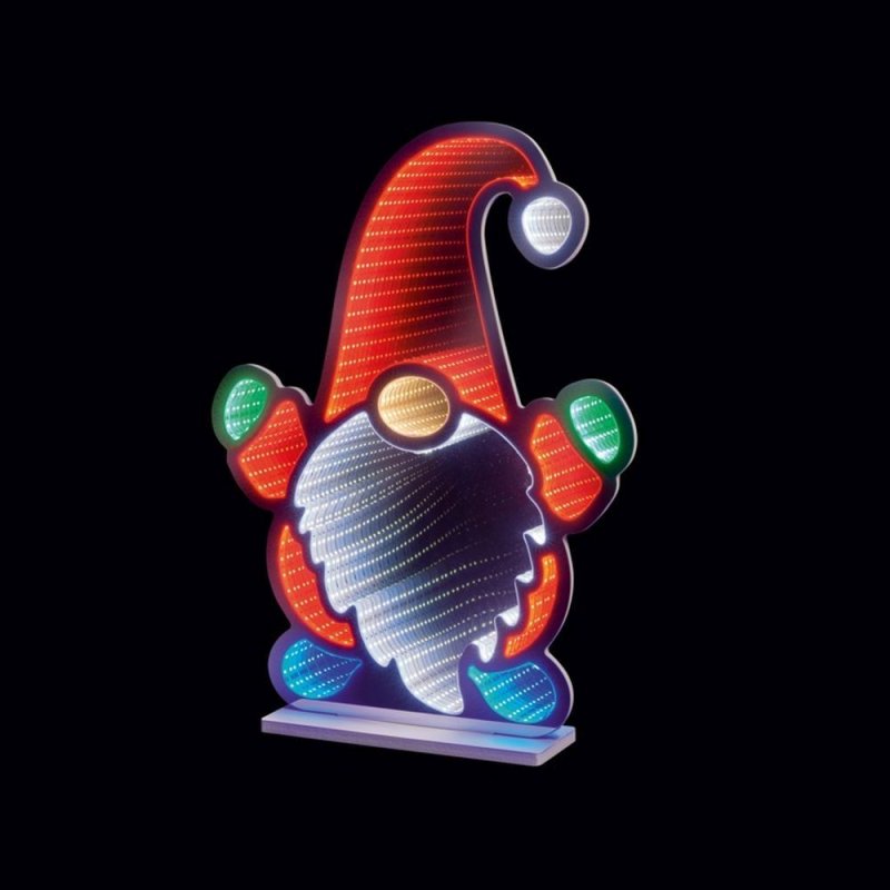 Christmas Christmas Gonk Gnome Infinity Mirror 60cm - Multicoloured 3D Double Sided LED Light Effect