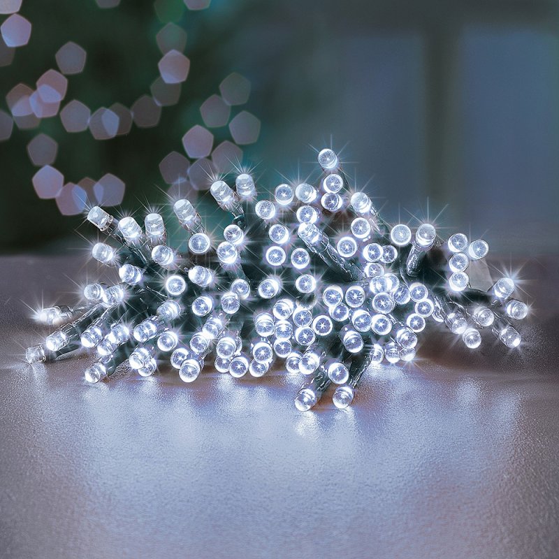 Christmas String Lights 1000 Cool White leds & 100m long - Battery Operated With Timer and Multi Function (Indoor or Outdoor)