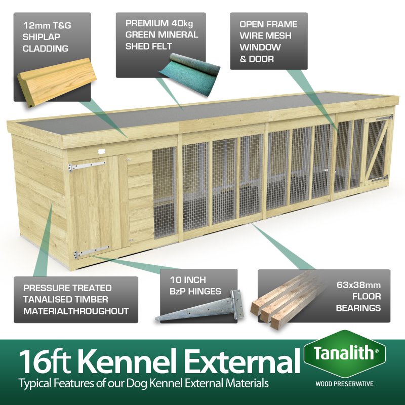 16X4 Dog Kennel (4ft Height) Flat Packed