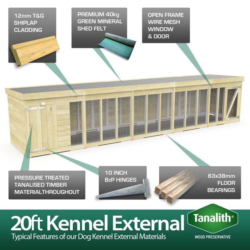 20X4 Dog Kennel (4ft Height) Flat Packed