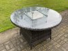 Fimous Outdoor Rattan Garden Furniture Set Gas Fire Pit Round Table Sets Gas Heater with 6 Seater Dining Cahirs Dark Grey Mixed