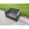 Fimous Outdoor Garden Furniture Sets 7 Pieces Wicker Rattan Furniture Sofa Sets with Rectangular Coffee Table Love seat Sofa 2 Big Footstool Side Table