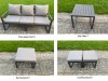 Fimous Aluminum Outdoor Patio Furniture Set Modern Patio Conversation Sets with Adjustable Rising Lifting Dining Table 4 Footstools Dark Grey