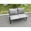 Fimous Aluminum Outdoor Garden Furniture Corner Sofa Adjustable Rising Lifting Dining Table Sets Black Tempered Glass Dark Grey 7 Seater