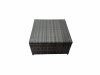 Fimous Outdoor PE Rattan Garden Furniture Sofa Set with Square Coffee Table 3 Stools Dark Grey