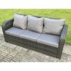 Fimous 9 Seater PE Rattan Outdoor Garden Furniture Sets Height Adjustable Rising lifting DiningTable Sofa Set with Reclining Chair Side Table Dark Grey Mixed