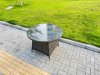Fimous 5-Piece PE Rattan Garden Furniture 4 Seater Garden Big Round Table and Chairs for Patio Dark Grey Mixed