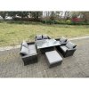 Fimous Rattan Outdoor Furniture Adjustable Rising Lifting Rectangle Dining Table Chairs Two Seater Love Sofa Sets Big Footstools 7 Seater