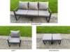 Fimous Aluminium Garden Furniture Set 6 Piece Aluminium Lounge Seating Adjustable Rising Lifting Dining Table Set with 2 Side Tables Big Footstool Dark Grey