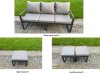 Fimous Aluminum Outdoor Patio Furniture Set Modern Patio Conversation Sets with Adjustable Rising Lifting Dining Table 2 Big Footstools 2 Side Tables Dark Grey