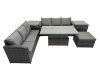 Fimous Rattan Garden Furniture Dining Set 7-seater Patio Height Adjustable Rising Lifting Table Sofa Set with 2 Side Table Dark Grey Mixed