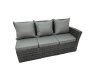 Fimous Poly Rattan Outdoor Patio Gas Firpit Dining Table Corner Sofa Set with 3 Stools 2 Chairs for Garden Backyard Dark Grey Mixed