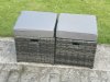 Fimous Outdoor Lounge Sofa Set Wicker PE Rattan Garden Furniture Set with Square Coffee Table Double Seat Sofa 2 Small Footstools Dark Grey Mixed