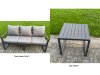Fimous 3 Pieces Garden Furniture Set Aluminium Adjustable Rising Lifting Dining Table and Sofa Set with Cushions Dark Grey