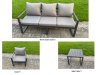 Fimous Aluminium Garden Furniture Sets,7 Seater Outdoor Sofa Dining Set with Adjustable Rising Lifting Dining Table Cushions for Yard,Poolside, Patio, Dark Grey