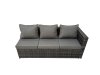Fimous Outdoor PE Rattan Sofa Set with Dining Table Patio Garden Furniture Sets with Chair 3 Stool Side Table Dark Grey Mixed