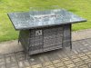 Fimous Outdoor Rattan Garden Furniture Set Gas Fire Pit Rectangular Table Sets Gas Heater with 4 Seater Dining Cahirs Dark Grey Mixed