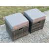 Fimous Outdoor Rattan Garden Furniture Set with 3 Seater Sofa Coffee Table 2 Armchairs 3 Footstools Patio Lounge Sofa Set Dark Grey Mixed