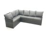 Fimous Outdoor Furniture Garden Dining Set Rattan Corner Sofa Set with 3 Footstools Armchair Dark Grey Mixed