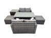 Fimous 6-seater Patio Height Adjustable Rising Lifting Table Sofa Sets Rattan Garden Furniture Dining Set with 2 Big Stools Side Table Dark Grey Mixed