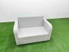 Fimous 6 Seater PE Wicker Rattan Furniture Sofa Sets with Square Coffee Table 2 Seater Love Sofa Light Grey