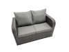 Fimous 6 Seater Garden Outdoor Rattan Furniture Set Rattan Sofa Oblong Dining Table with 2 Big Stools Dark Grey