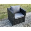 Fimous Lounge Rattan Sofa Set Outdoor Garden Furniture Oblong Rectangular Coffee Table With 2 Chairs Side Table