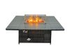 Fimous Poly Rattan Outdoor Patio Gas Firpit Dining Table Corner Sofa Set with 2 Big Stools for Garden Backyard Dark Grey Mixed