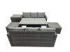 Fimous Rattan Garden Furniture Dining Set 8-seater Patio Height Adjustable Rising Lifting Table Sofa Set with Side Table 2 Big Footstool Dark Grey Mixed
