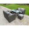 Fimous Rattan Garden Furniture Set 2 Seater Curved Arm Double Love Sofa Sofa Oblong Dining Table