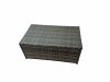 Fimous Outdoor Sofa Oblong Coffee Table Set Rattan Garden Furniture Set with 2 Big Stools Dark Grey Mixed