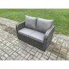 Fimous Outdoor Rattan Garden Furniture Lounge Sofa Set With Oblong Rectangular Dining Table 2 PC Reclining Chair Big Footstool