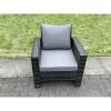 Fimous 7 Seater Outdoor Dark Grey Mixed High Back Rattan Sofa Dining Table Set Garden Furniture Love Sofa Arm Chair