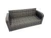 Fimous Garden Outdoor Rattan Furniture Set Rattan Love Sofa 3 Seater Sofa with 2 Big Footstools Dark Grey Mixed