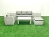 Fimous Outdoor Rattan Garden Furniture Set with Grey Cushions Luxury 5 Seater with Chair and Coffee Table For Conservatory,Patio