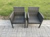 Fimous Outdoor Rattan Garden Furniture Set Gas Fire Pit Round Table Sets Gas Heater with 6 Seater Dining Cahirs Dark Grey Mixed