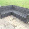 Fimous High Back Grey Mixed Outdoor garden furniture Rattan Corner Sofa Dining Set Table 6 Seater left corner