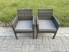Fimous Wicker PE Outdoor Rattan Garden Furniture Arm Chair And Table Dining Sets 4 Seater Rectangular Table Dark Grey Mixed