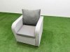Fimous PE Rattan Garden Furniture Set Reclining Chair Sofa Lounge Sofa Set Firepit Dining Table Side Table Big Footstool Light Grey