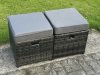 Fimous 7 PCS Outdoor Lounge Sofa Set Wicker PE Rattan Garden Furniture Set with Rectangular Dining Table Love Seat Sofa Side Table 2 Small Footstools Dark Grey Mixed