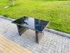 Fimous Rattan Garden Furniture Dining Set 6-seater Patio Black Glass Table Chairs Outdoor Dark Grey Mixed