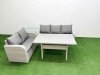 Fimous 5 Seater PE Rattan Wicker Garden Furniture Patio Conservatory Sofa Set with Rectangular Dining Table 3 Seater Sofa Love Sofa Side Table