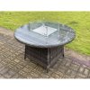 Outdoor PE Mixed Grey Rattan Propane Butane Gas Fire Pit Dining Round Table Gas Heater Burner Garden Furniture Accessory