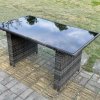Fimous High Back Grey Mixed Rattan Corner Sofa Dining Set Table With Stools 8 Seater left corner