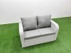 Fimous Patio PE Wicker 7 Seater Outdoor Rattan Furniture Sofa Sets with Square Coffee Table Reclining Chair Loveseat Sofa 3 Seater Sofa Big Footstool 2 Side Table Light Grey